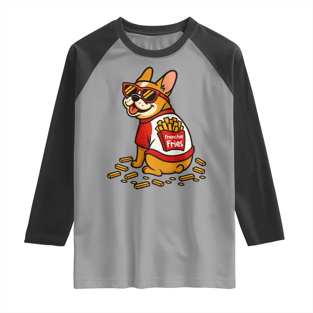 Frenchie Fries Raglan Shirt Funny French Bulldog Lover Gift TS12 Sport Gray Black Print Your Wear