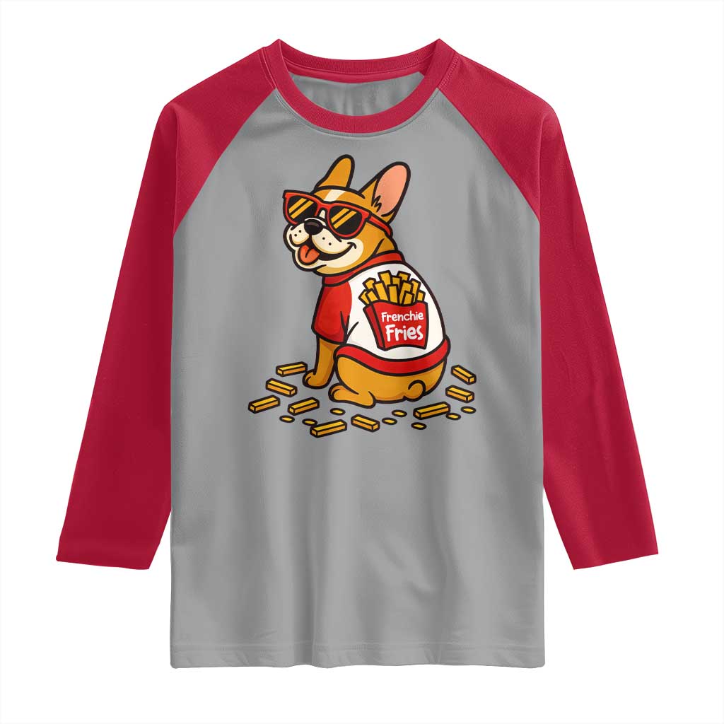 Frenchie Fries Raglan Shirt Funny French Bulldog Lover Gift TS12 Sport Gray Red Print Your Wear