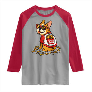 Frenchie Fries Raglan Shirt Funny French Bulldog Lover Gift TS12 Sport Gray Red Print Your Wear