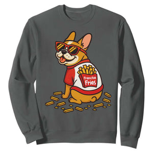 Frenchie Fries Sweatshirt Funny French Bulldog Lover Gift TS12 Dark Heather Print Your Wear