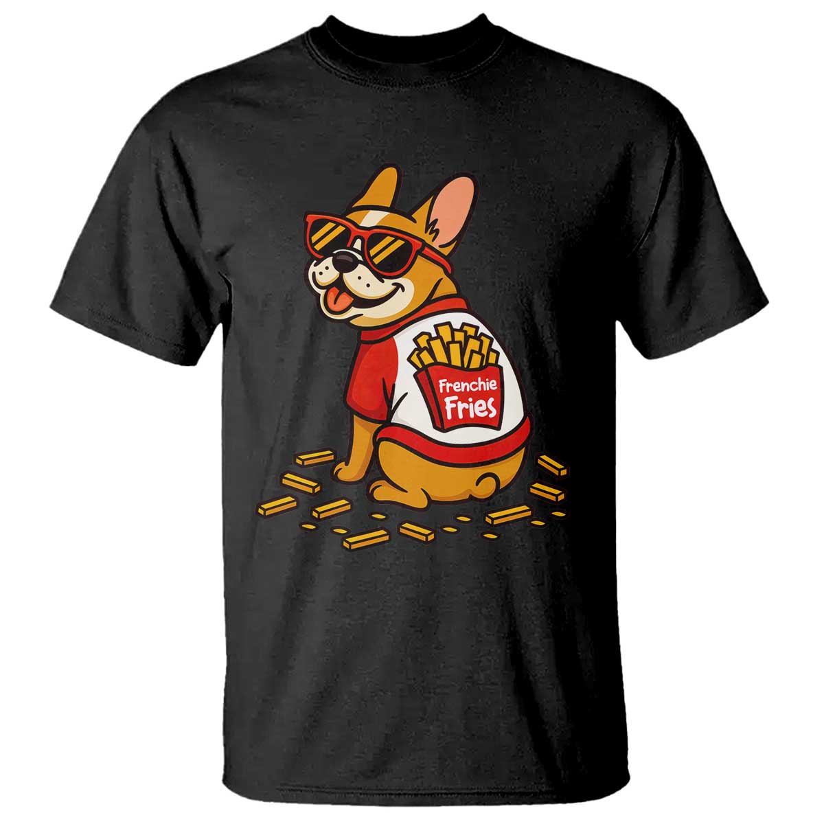 Frenchie Fries T Shirt Funny French Bulldog Lover Gift TS12 Black Print Your Wear