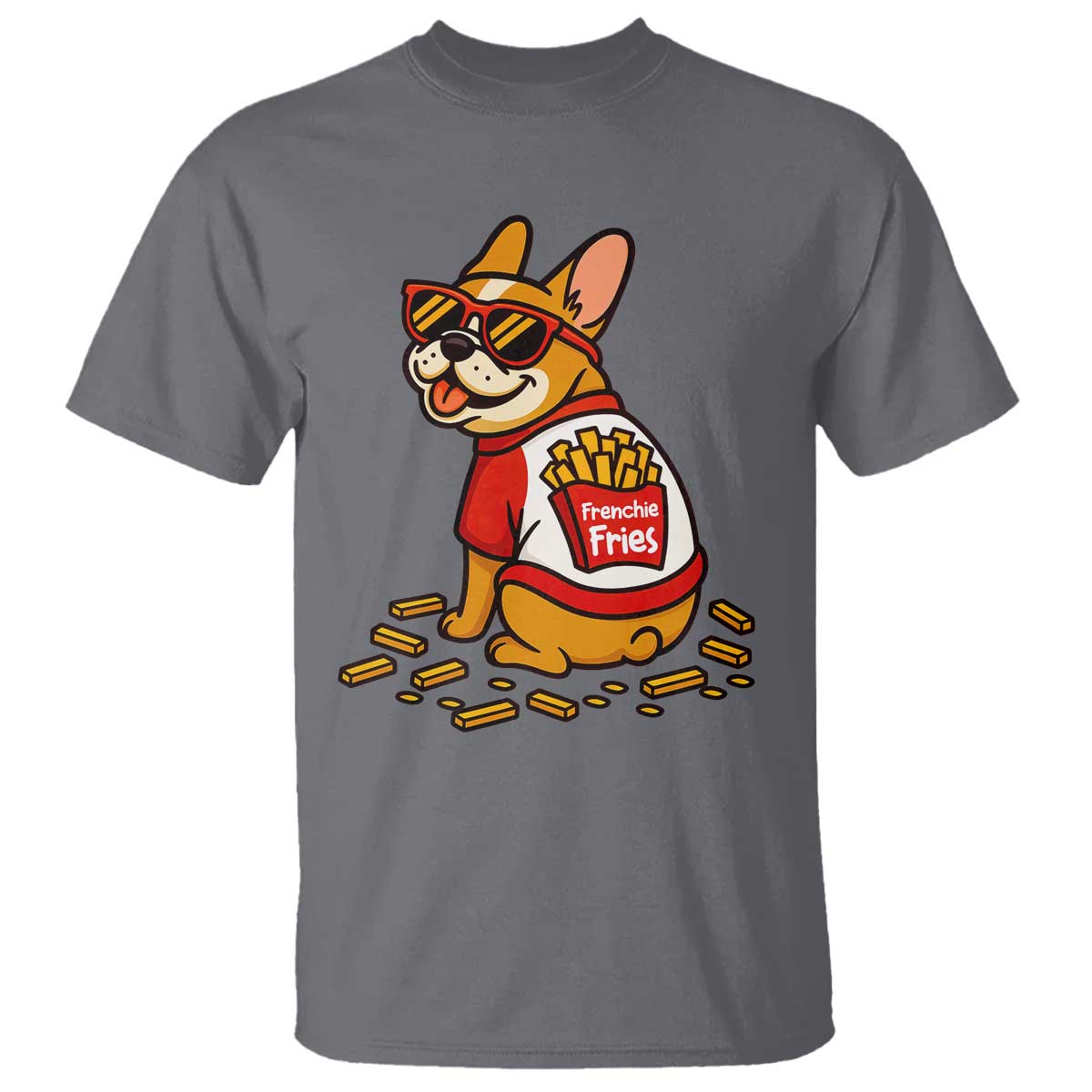 Frenchie Fries T Shirt Funny French Bulldog Lover Gift TS12 Charcoal Print Your Wear