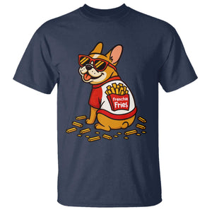 Frenchie Fries T Shirt Funny French Bulldog Lover Gift TS12 Navy Print Your Wear