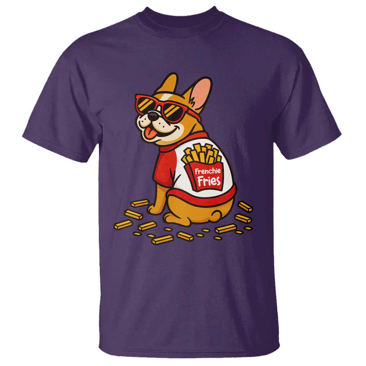 Frenchie Fries T Shirt Funny French Bulldog Lover Gift TS12 Purple Print Your Wear