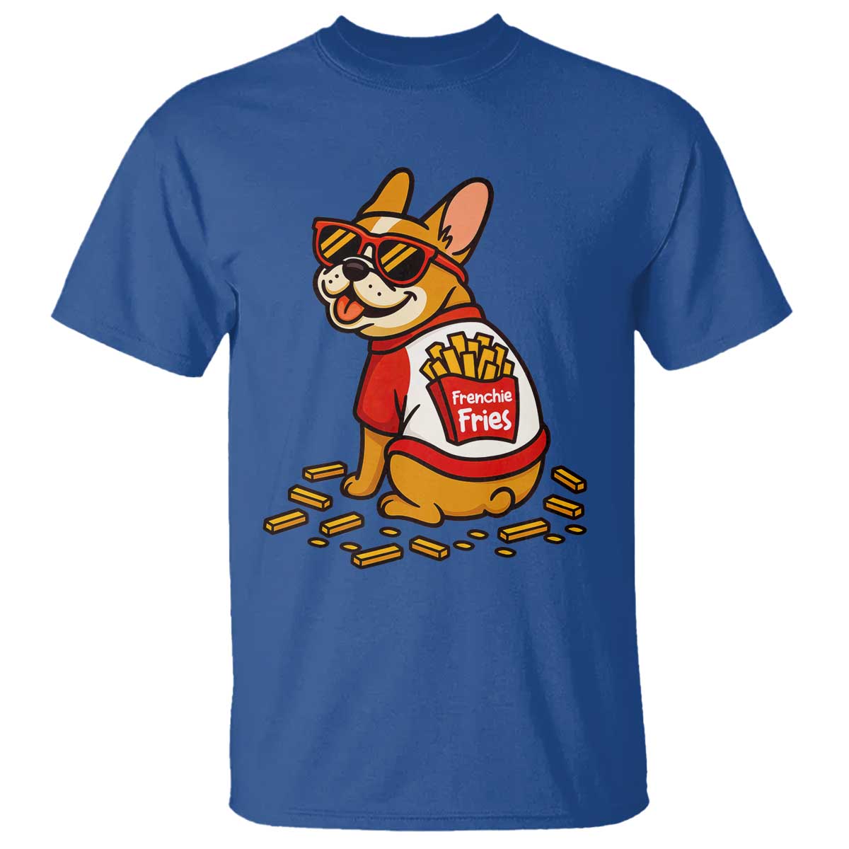 Frenchie Fries T Shirt Funny French Bulldog Lover Gift TS12 Royal Blue Print Your Wear