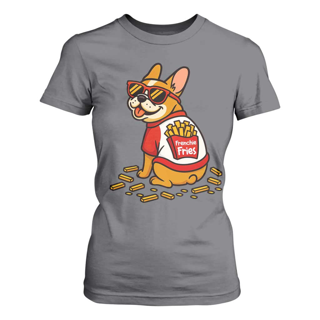 Frenchie Fries T Shirt For Women Funny French Bulldog Lover Gift TS12 Charcoal Print Your Wear