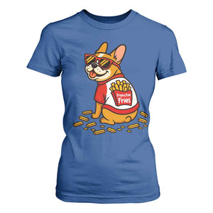 Frenchie Fries T Shirt For Women Funny French Bulldog Lover Gift TS12 Royal Blue Print Your Wear