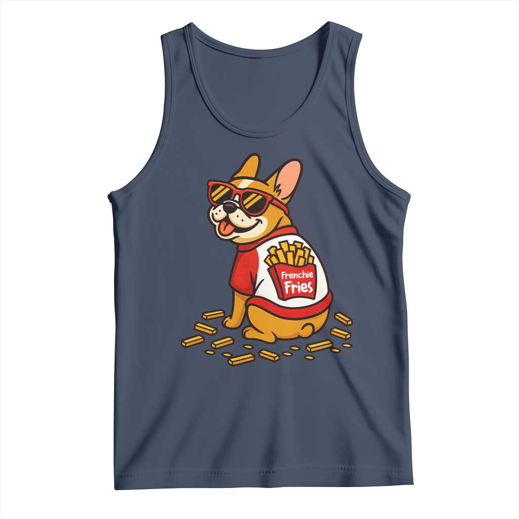 Frenchie Fries Tank Top Funny French Bulldog Lover Gift TS12 Navy Print Your Wear