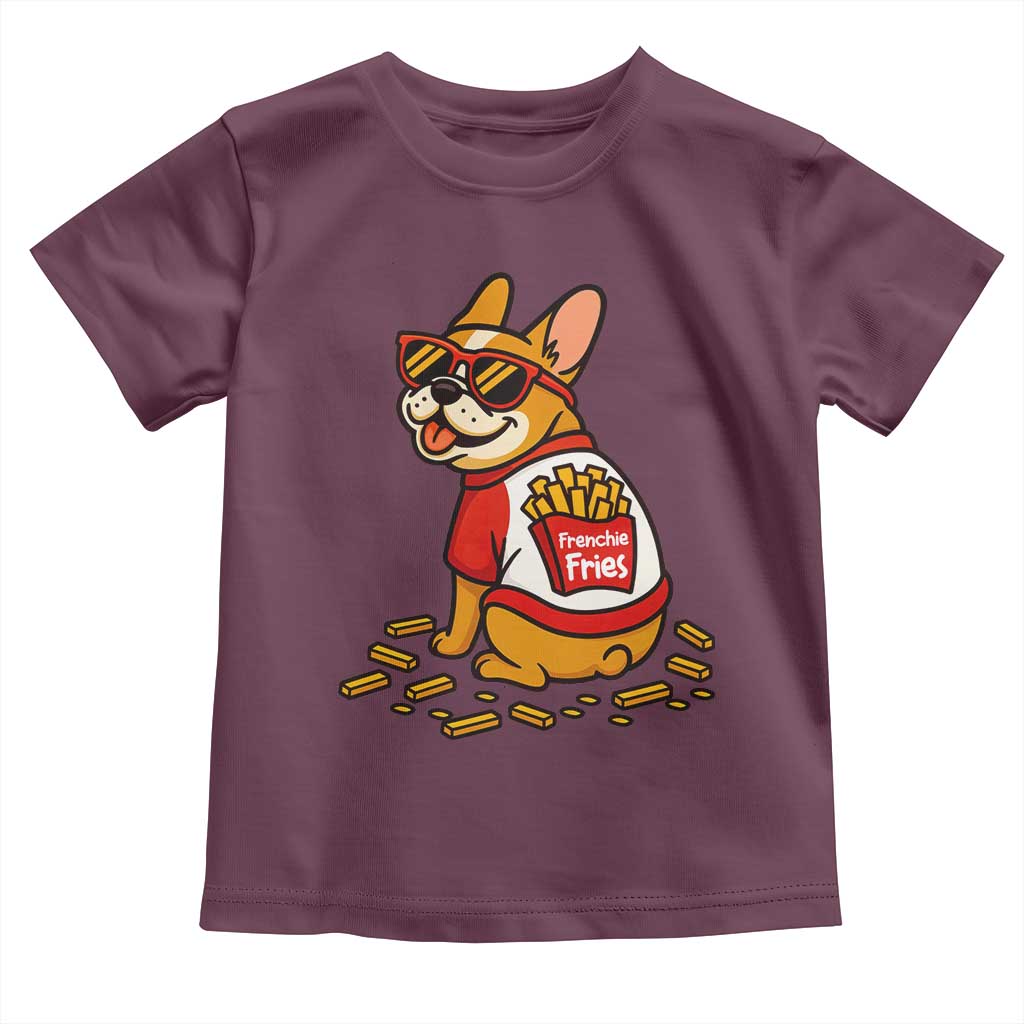 Frenchie Fries Toddler T Shirt Funny French Bulldog Lover Gift TS12 Maroon Print Your Wear