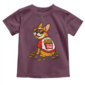 Frenchie Fries Toddler T Shirt Funny French Bulldog Lover Gift TS12 Maroon Print Your Wear