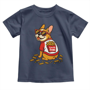 Frenchie Fries Toddler T Shirt Funny French Bulldog Lover Gift TS12 Navy Print Your Wear