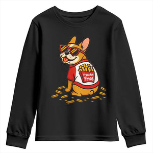 Frenchie Fries Youth Sweatshirt Funny French Bulldog Lover Gift TS12 Black Print Your Wear