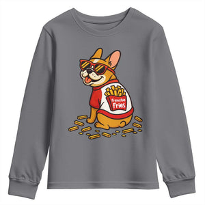 Frenchie Fries Youth Sweatshirt Funny French Bulldog Lover Gift TS12 Charcoal Print Your Wear