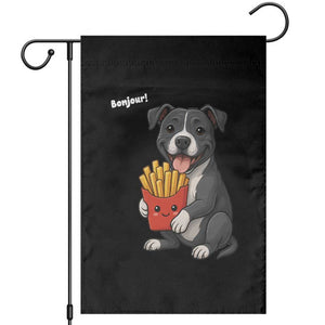 Funny Bonjour French Fries Garden Flag Pitbull Dog Gift TS12 Black Print Your Wear