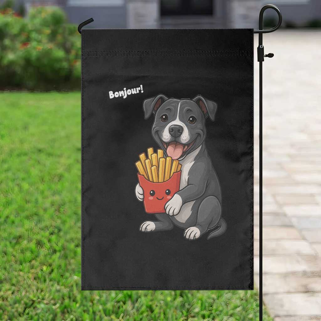 Funny Bonjour French Fries Garden Flag Pitbull Dog Gift TS12 Print Your Wear