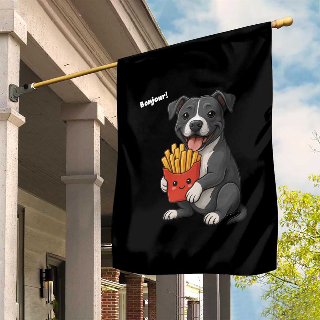 Funny Bonjour French Fries Garden Flag Pitbull Dog Gift TS12 Print Your Wear