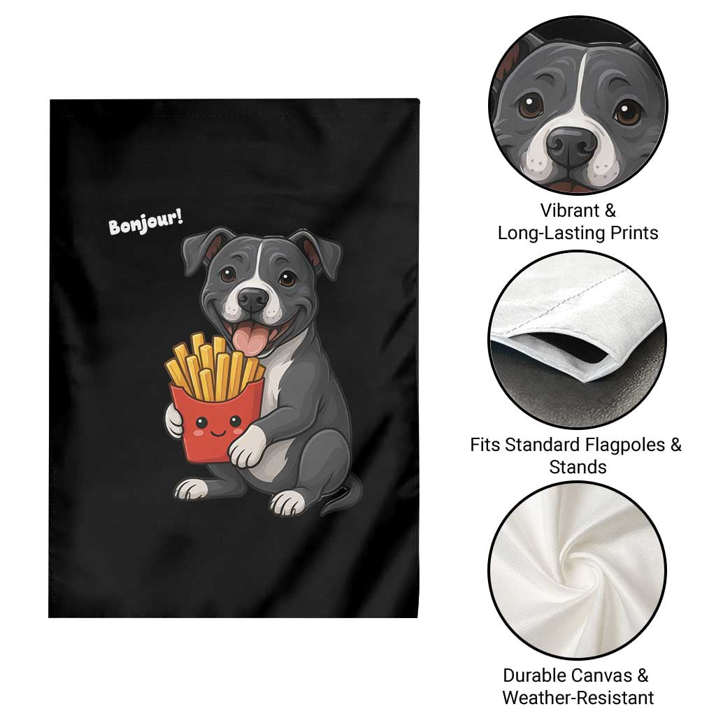 Funny Bonjour French Fries Garden Flag Pitbull Dog Gift TS12 Print Your Wear