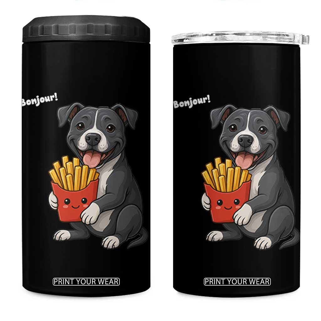 Funny Bonjour French Fries 4 in 1 Can Cooler Tumbler Pitbull Dog Gift TS12 One Size: 16 oz Black Print Your Wear