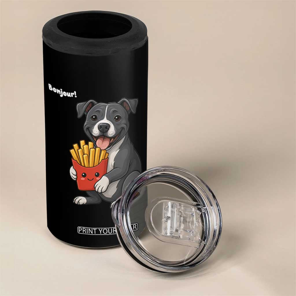 Funny Bonjour French Fries 4 in 1 Can Cooler Tumbler Pitbull Dog Gift TS12 Print Your Wear