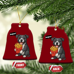 Funny Bonjour French Fries Ceramic Ornament Pitbull Dog Gift TS12 Print Your Wear