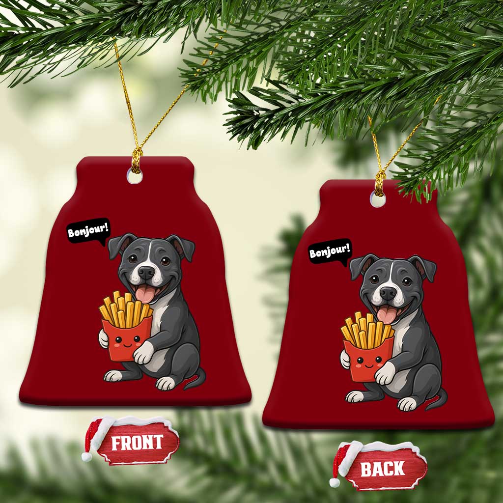 Funny Bonjour French Fries Ceramic Ornament Pitbull Dog Gift TS12 Print Your Wear