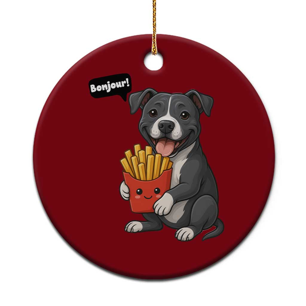 Funny Bonjour French Fries Ceramic Ornament Pitbull Dog Gift TS12 1pc Red Print Your Wear