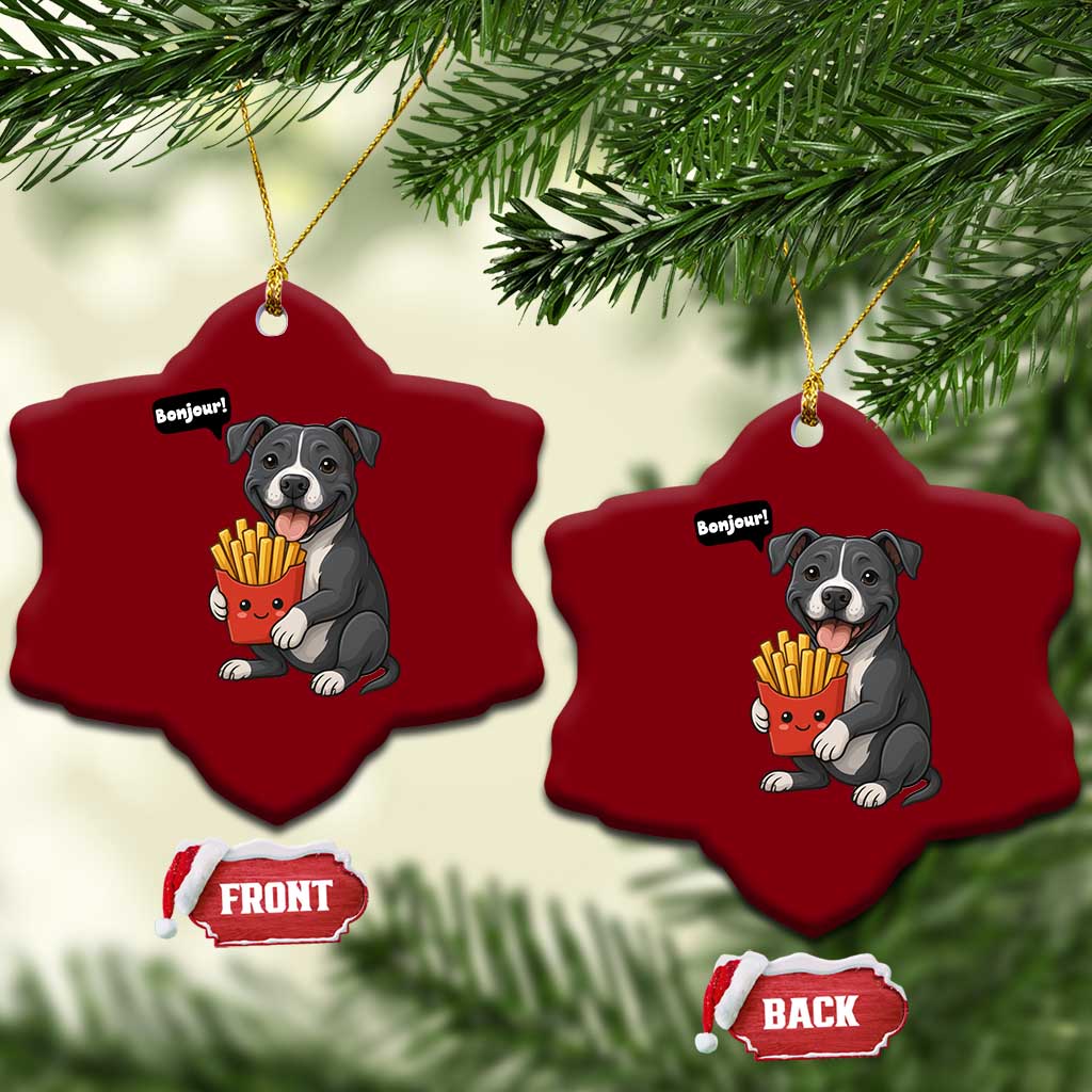 Funny Bonjour French Fries Ceramic Ornament Pitbull Dog Gift TS12 Print Your Wear