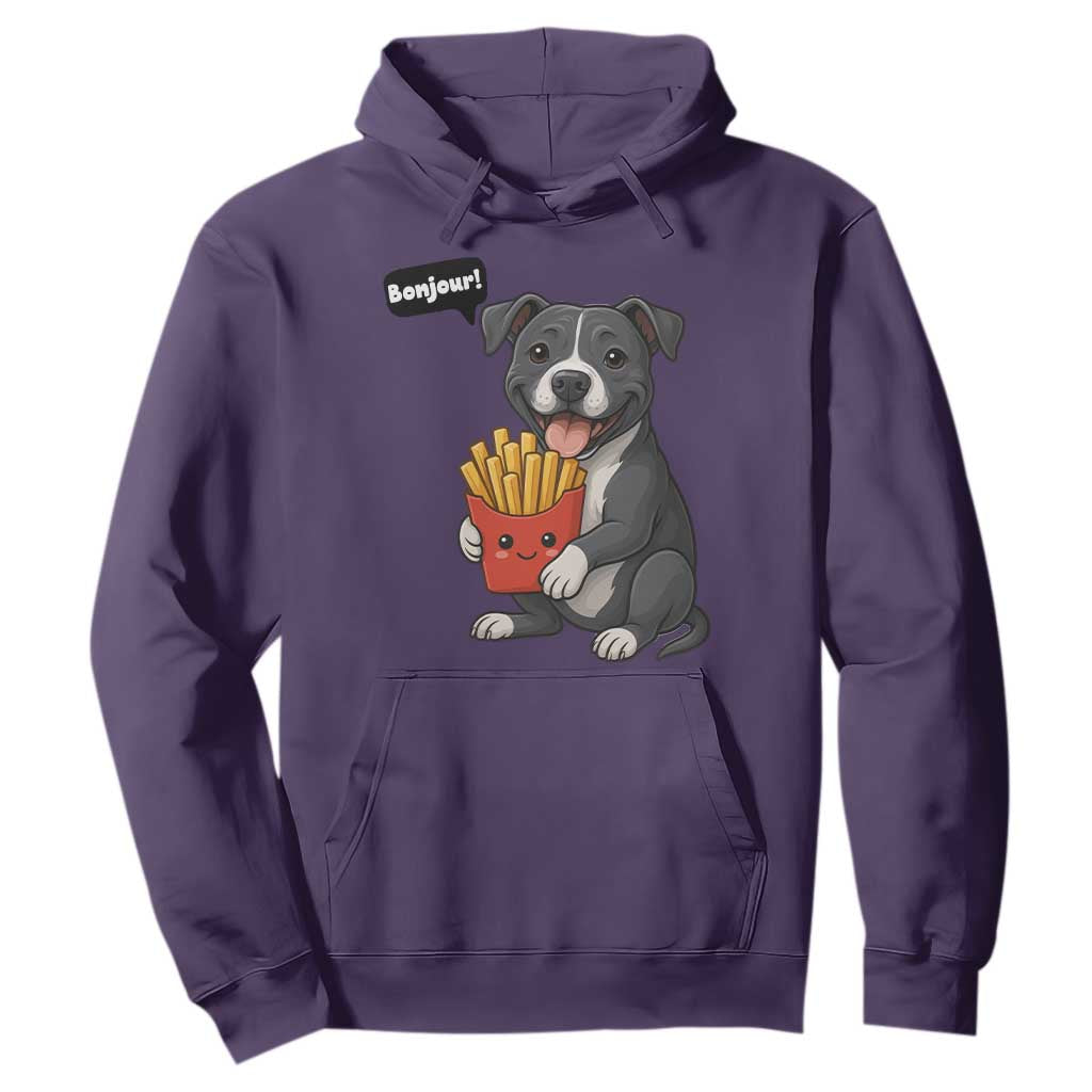 Funny Bonjour French Fries Hoodie Pitbull Dog Gift TS12 Purple Print Your Wear