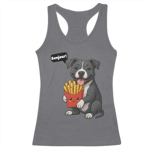 Funny Bonjour French Fries Racerback Tank Top Pitbull Dog Gift TS12 Charcoal Print Your Wear