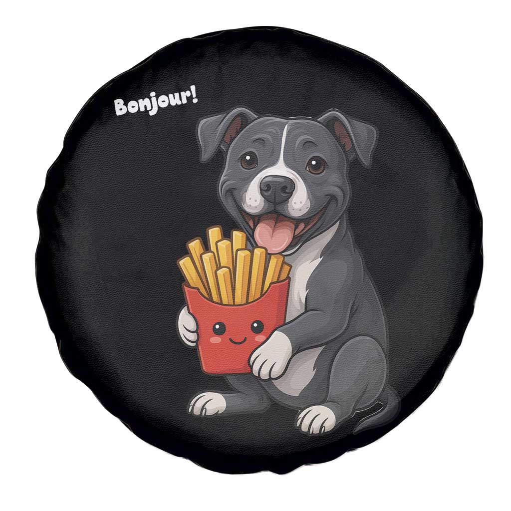 Funny Bonjour French Fries Spare Tire Cover Pitbull Dog Gift TS12 Print Your Wear