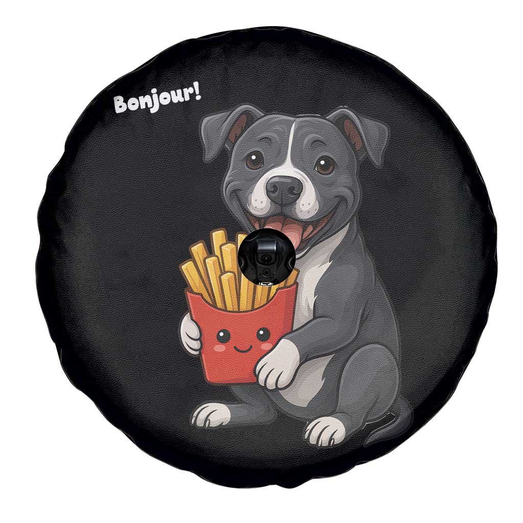 Funny Bonjour French Fries Spare Tire Cover Pitbull Dog Gift TS12 Print Your Wear