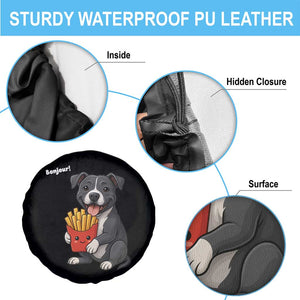 Funny Bonjour French Fries Spare Tire Cover Pitbull Dog Gift TS12 Print Your Wear