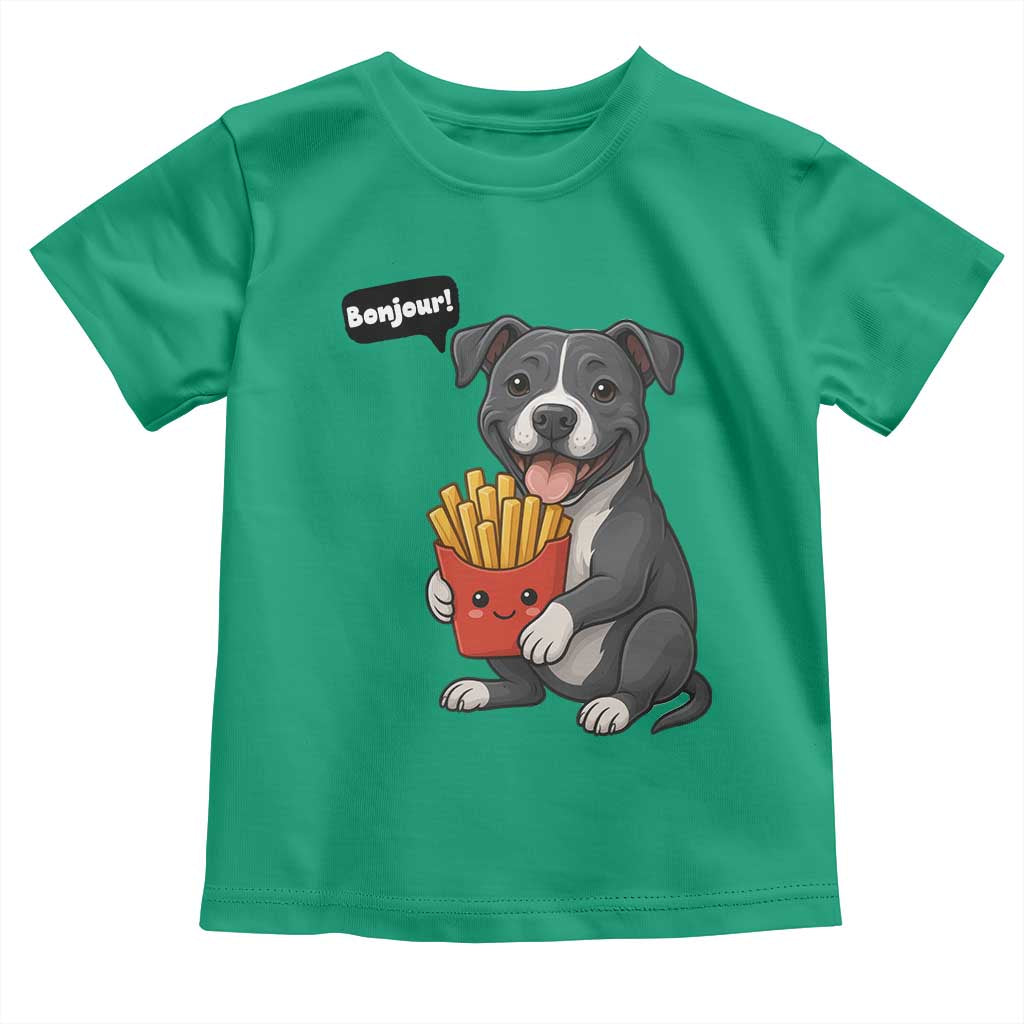 Funny Bonjour French Fries Toddler T Shirt Pitbull Dog Gift TS12 Irish Green Print Your Wear