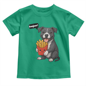 Funny Bonjour French Fries Toddler T Shirt Pitbull Dog Gift TS12 Irish Green Print Your Wear