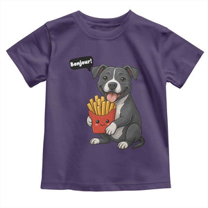 Funny Bonjour French Fries Toddler T Shirt Pitbull Dog Gift TS12 Purple Print Your Wear