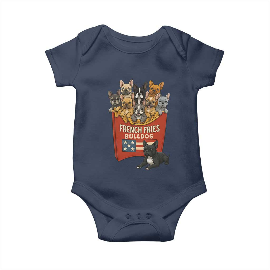 Funny French Fries Bulldog Baby Onesie Dog Lover Gift TS12 Navy Print Your Wear