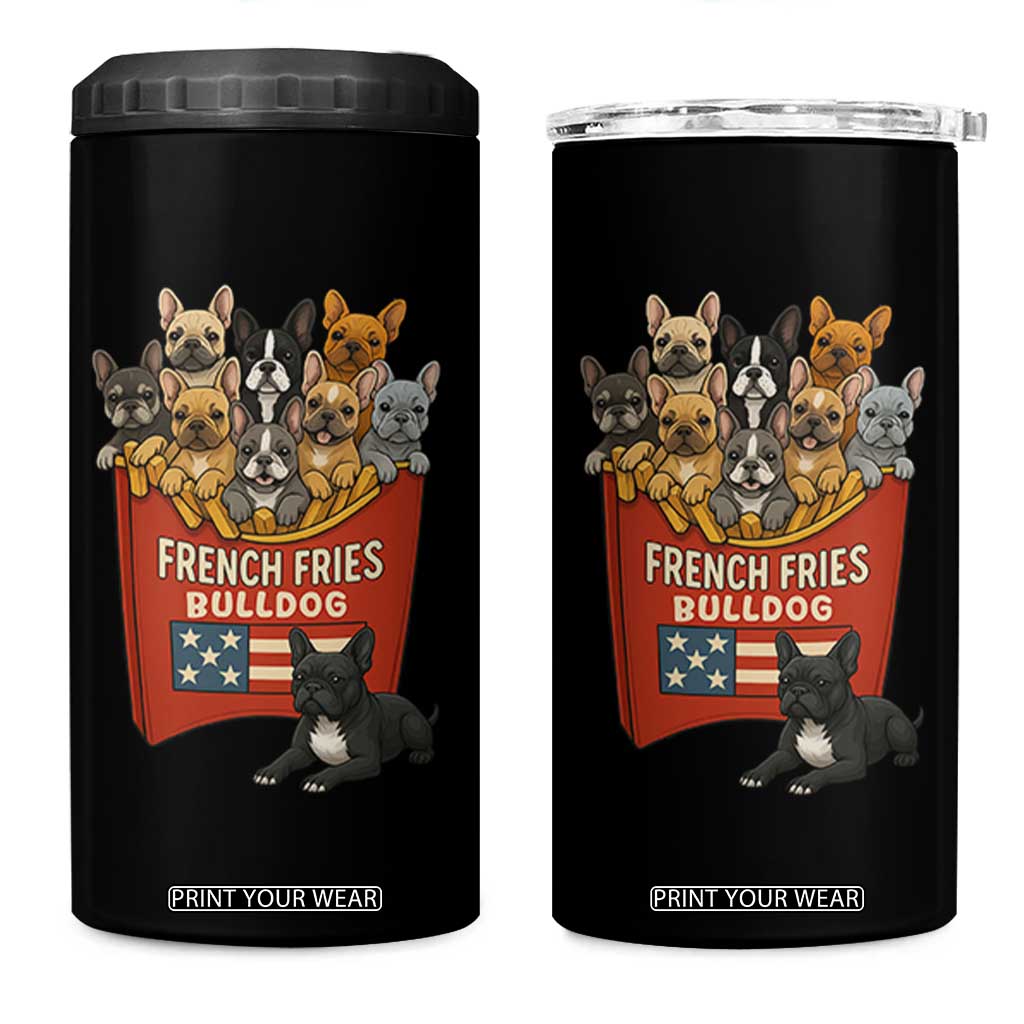 Funny French Fries Bulldog 4 in 1 Can Cooler Tumbler Dog Lover Gift TS12 One Size: 16 oz Black Print Your Wear