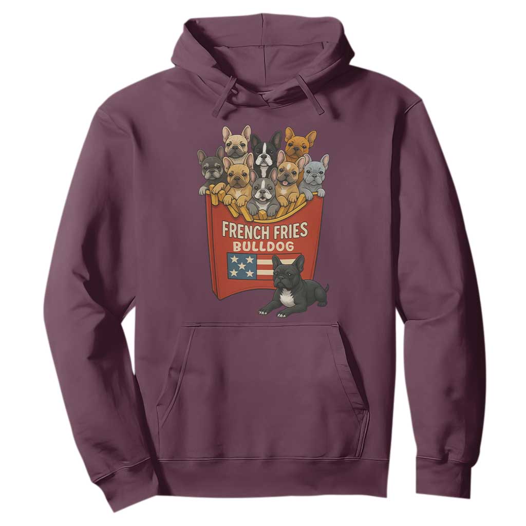 Funny French Fries Bulldog Hoodie Dog Lover Gift TS12 Maroon Print Your Wear