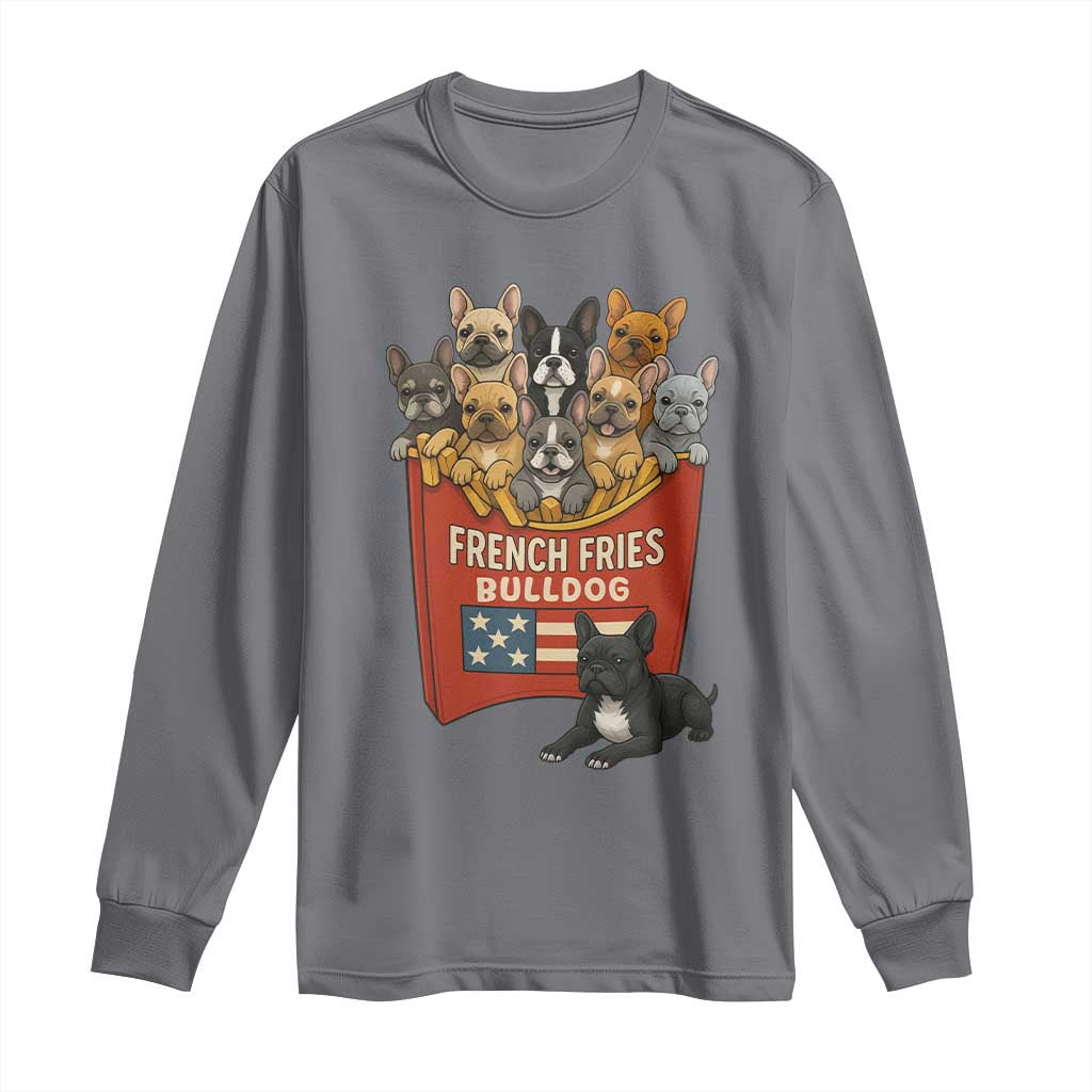 Funny French Fries Bulldog Long Sleeve Shirt Dog Lover Gift TS12 Charcoal Print Your Wear