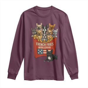 Funny French Fries Bulldog Long Sleeve Shirt Dog Lover Gift TS12 Maroon Print Your Wear