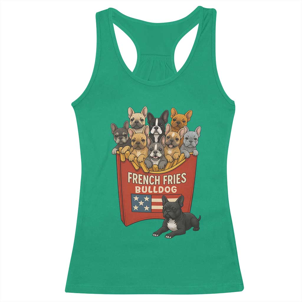 Funny French Fries Bulldog Racerback Tank Top Dog Lover Gift TS12 Irish Green Print Your Wear