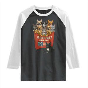 Funny French Fries Bulldog Raglan Shirt Dog Lover Gift TS12 Black White Print Your Wear