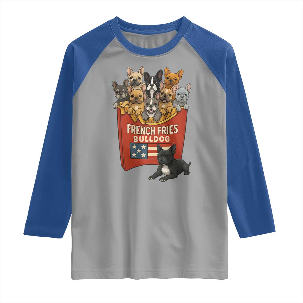 Funny French Fries Bulldog Raglan Shirt Dog Lover Gift TS12 Sport Gray Royal Print Your Wear