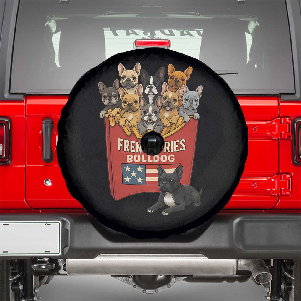 Funny French Fries Bulldog Spare Tire Cover Dog Lover Gift TS12 Black Print Your Wear