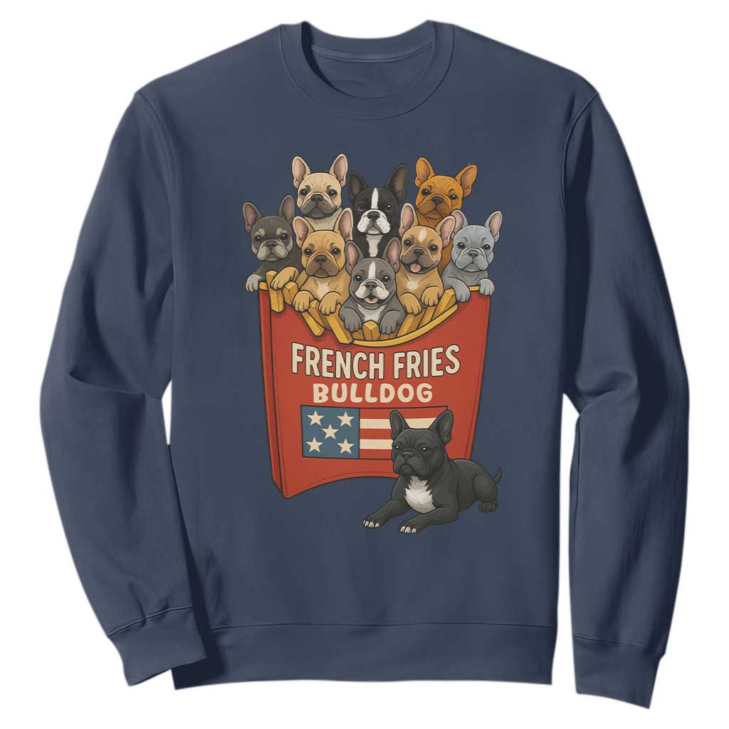 Funny French Fries Bulldog Sweatshirt Dog Lover Gift TS12 Navy Print Your Wear