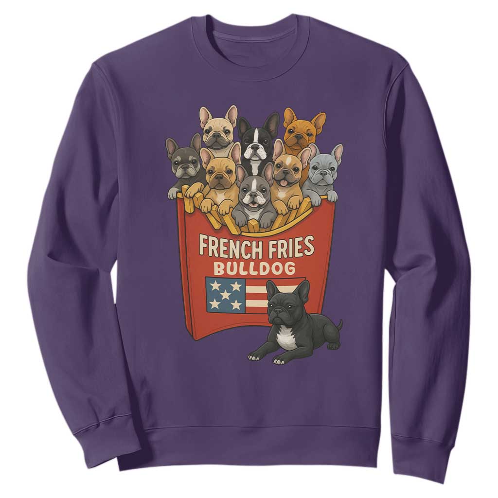 Funny French Fries Bulldog Sweatshirt Dog Lover Gift TS12 Purple Print Your Wear