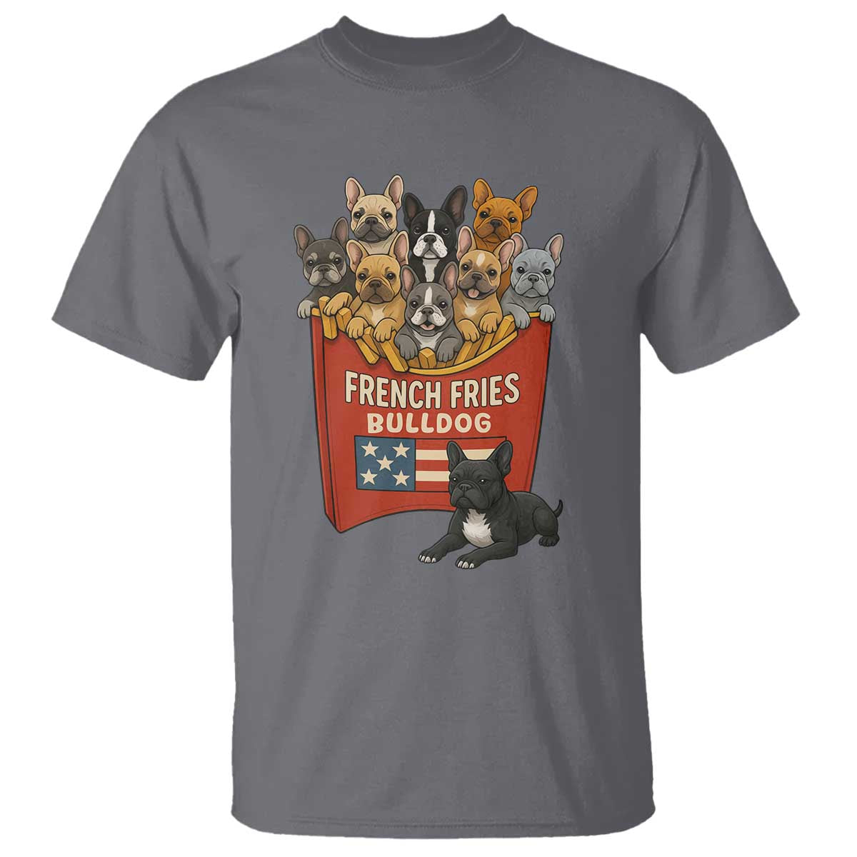 Funny French Fries Bulldog T Shirt Dog Lover Gift TS12 Charcoal Print Your Wear