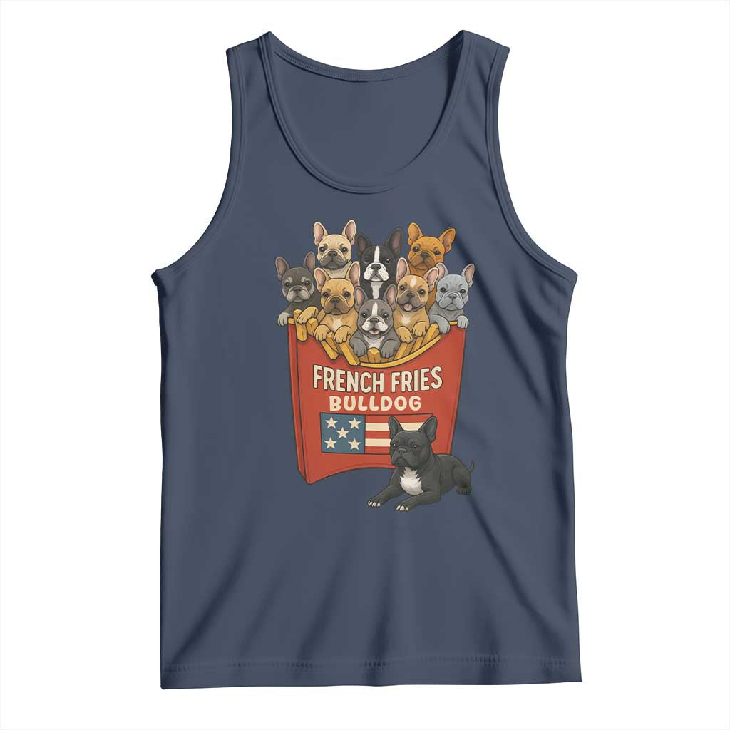 Funny French Fries Bulldog Tank Top Dog Lover Gift TS12 Navy Print Your Wear