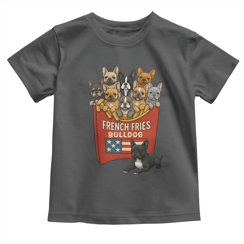 Funny French Fries Bulldog Toddler T Shirt Dog Lover Gift TS12 Dark Heather Print Your Wear