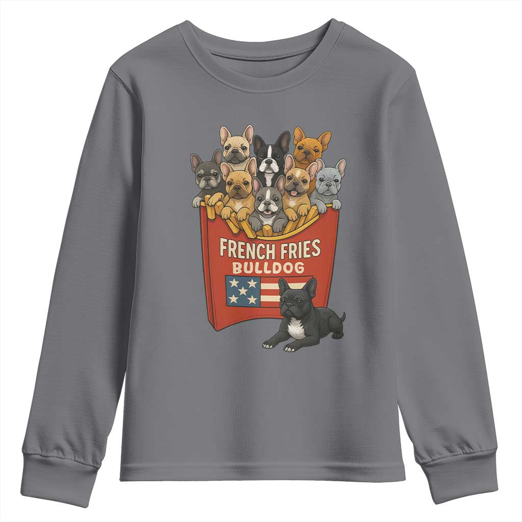 Funny French Fries Bulldog Youth Sweatshirt Dog Lover Gift TS12 Charcoal Print Your Wear